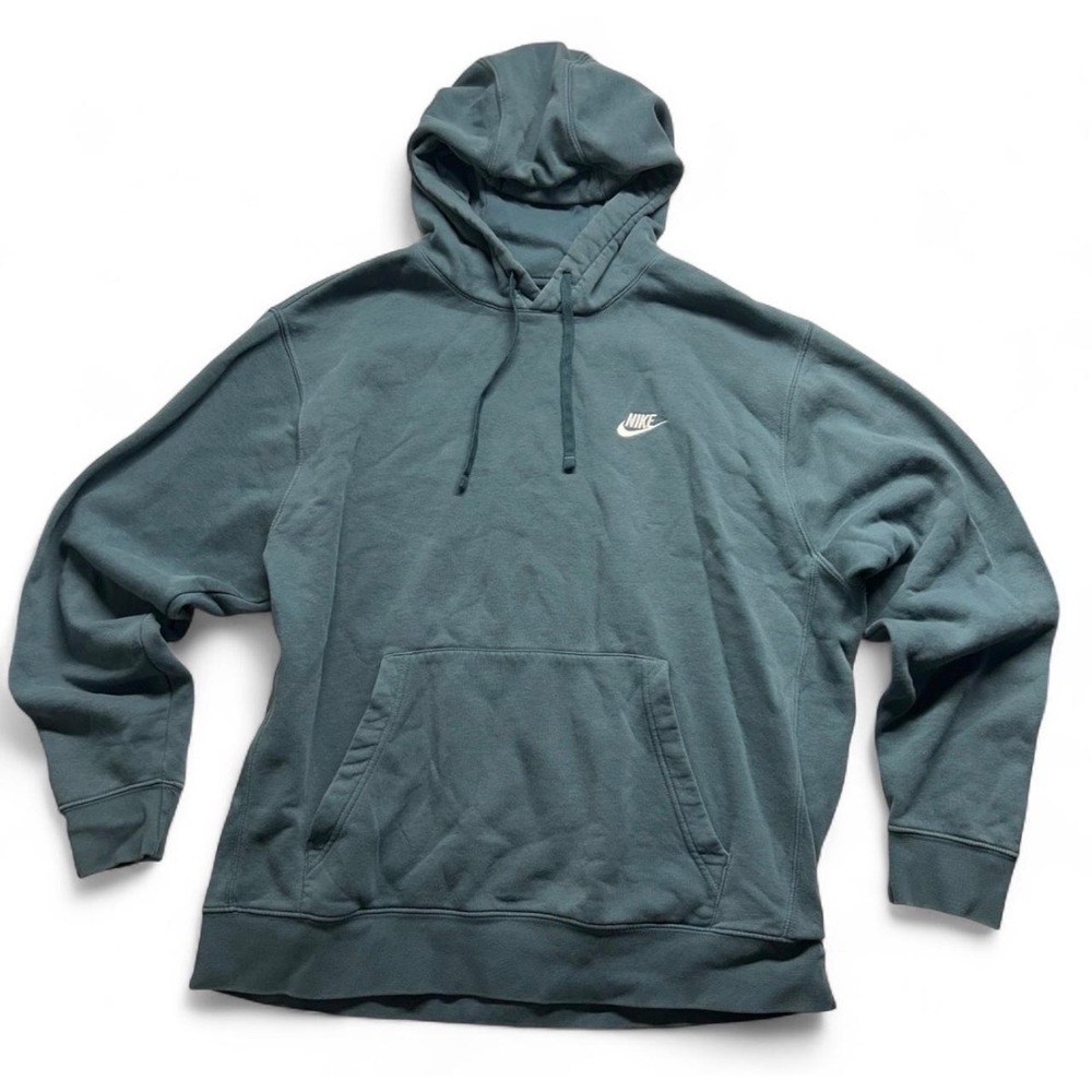 Nike Mens XL Sportswear Club Fleece Hoodie Teal Blue Pullover BV2654-440